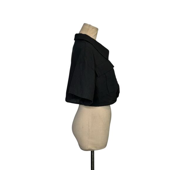 Shein black short sleeves crop blouse size Large - Picture 6 of 13